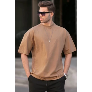 Erkek Kapuçino Oversize Fit Basic T-Shirt 6066