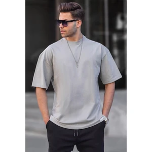 Erkek Boyalı Gri Oversize Fit Basic T-Shirt 6066