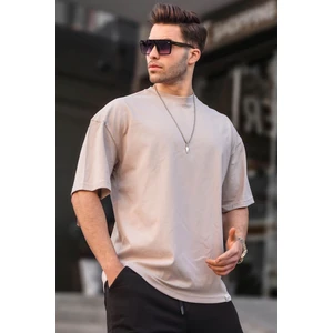 Erkek Taş Rengi Oversize Fit Basic T-Shirt 6066