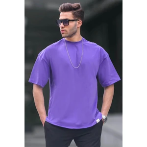 Erkek Mor Oversize Fit Basic T-Shirt 6066