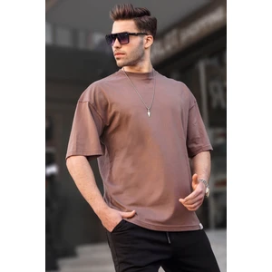 Erkek Kahverengi Oversize Fit Basic T-Shirt 6066