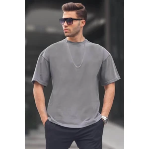 Erkek Füme Oversize Fit Basic T-Shirt 6066