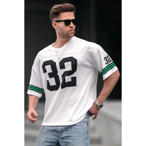 Beyaz Baskılı Oversize Erkek Tişört 5838