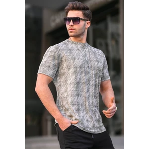 Mint Yeşili Desenli Bisiklet Yaka Erkek T-Shirt 6070