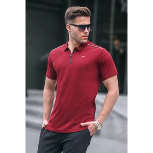 Erkek Bordo Basic Fermuarlı Polo Tişört 6076