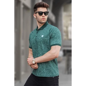 Koyu Yeşil Desenli Polo Yaka Tişört 5876