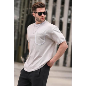 Bej Cep Detaylı Erkek Tişört 6176