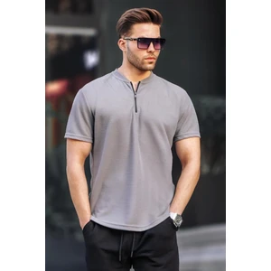 Füme Fermuar Yaka Erkek Tişört 6086