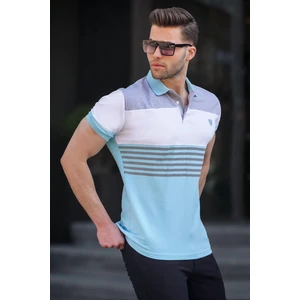 Erkek Mavi Polo Yaka Çizgili Tişört 5865