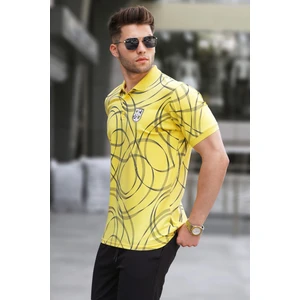 Sarı Desenli Polo Yaka Tişört 5873