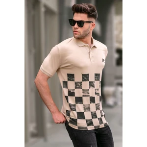 Bej Desenli Erkek Polo Yaka Tişört 5871