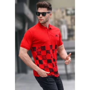 Kırmızı Desenli Erkek Polo Yaka Tişört 5871