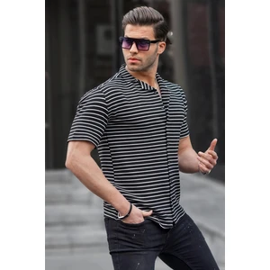 Siyah Çizgili Kısa Kollu Erkek Gömlek 6703