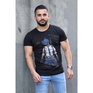 Baskılı Siyah Tişört 4028