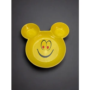 Artistic Quality Eğlenceli Çocuk Gülen Yüz Emojili Mama, Yemek, Kahvaltı ve Pasta Tabağı 1 Adet Sarı