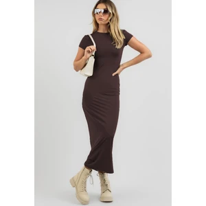Acı Kahve Basic Yarım Balıkçı Uzun Elbise MG1856