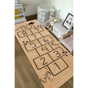 Decomia Home Dijital Kaymaz Yıkanabilir Jüt Görünümlü Seksek Çocuk Halısı Çocuk Oyun Halısı Çocuk Odası Dekor