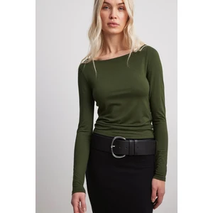 Haki Kayık Yaka Basic Kadın Body MG1997