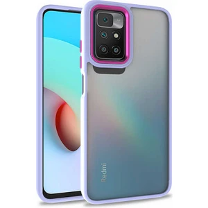 Xiaomi Redmi 10 2022 Kılıf Flora Sert Silikon Arkası Cam Şeffaf Mor