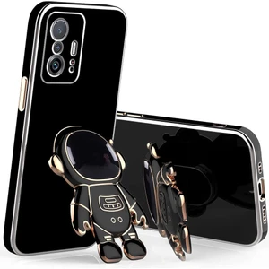 Xiaomi Mi 11T Pro 5g Kılıf Kamera Korumalı Astronot Desenli Standlı Silikon Siyah