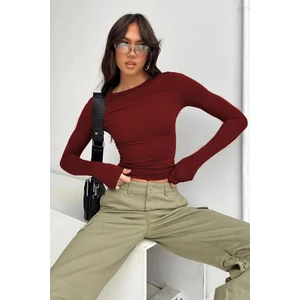 Bordo Bisiklet Yaka Basic Uzun Kollu Body MG1701