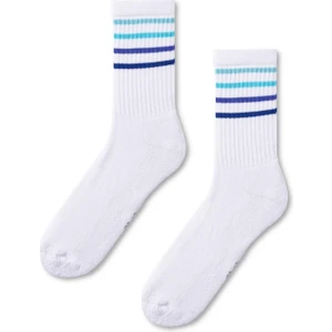 Katia & Bony  Renkli Çizgili Havlu Tabban Unisex Çorap Beyaz/mavi