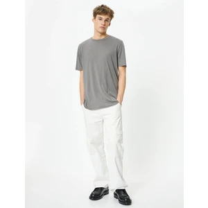 4SAM10274HK 031 Grı Erkek Vıskoz Jersey Kısa Kollu Basıc T-Shirt