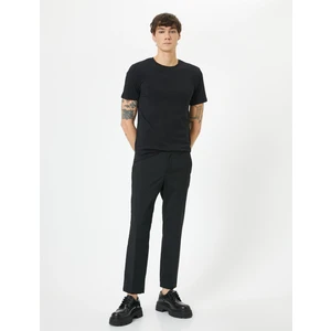 4SAM10035HK 999 Sıyah Erkek Pamuk Jersey Kısa Kollu Basıc T-Shirt