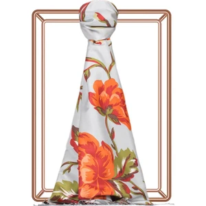 Ipekevi Gecenin Kraliçesi Desenli Ipek Şal 05218-BEBE Mavisi