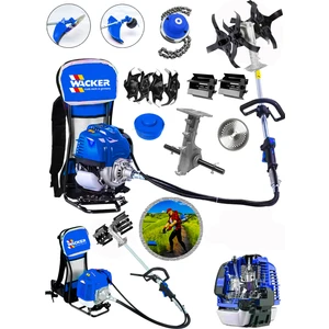 Pro Germany Blue 3 In 1 Brox Series Sırt Tipi Tırpan + Toprak Eşeleme Aparatı + Akrobat Çapa Aparatı