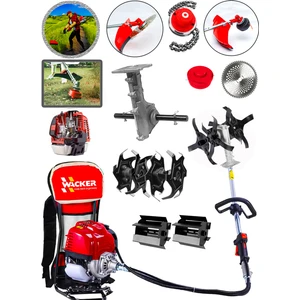 Germany 3 In 1 Red Worx Series Sırt Tipi Tırpan + Toprak Eşeleme Aparatı + Akrobat Çapa Aparatı
