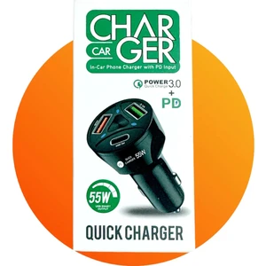 ŞNR Elektronik CR10 3 Çıkışlı Çakmaklık Şarj Seti USB Type-C Car Charger 55W Pd Qc