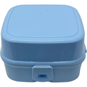 2 Katlı 4 Bölmeli Mavi Premium Kiddy Lunch Box - Premium 3 1 Beslenme Çantası - Yemek Saklama Kabı