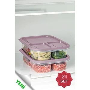 2li 3 Bölmeli Dikdörtgen Saklama Kabı 1,15 Litre Pembe