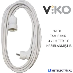 Tekli Topraklı Seyyar Uzatma Kablosu 1 Metre (Tam Bakır 3 x 1.5 Ttr Kablo)