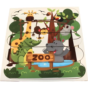 Ceo Design Yeni Nesil 5 Parçalı Bul Tak Ahşap Hayvanat Bahçesi Stick Puzzle Erken Öğrenme Montessori