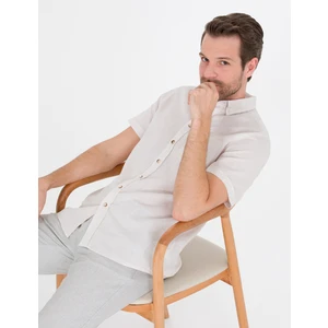 Pierre Cardin Erkek Bej Regular Fit Kısa Kollu Gömlek 50265118-VR011