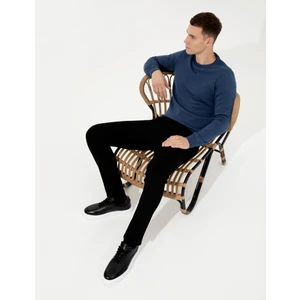 Pierre Cardin Erkek İndigo Melanj Slim Fit Bisiklet Yaka Basic Triko Kazak 50257290-VR155