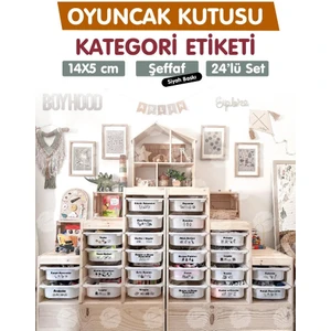 Tuğset Etiket Oyuncak Dolabı Kutusu Kategori Etiketi Türkçe, Organizer Etiketi Şeffaf Etiket Düzenleme Organizer SIYAH-T942