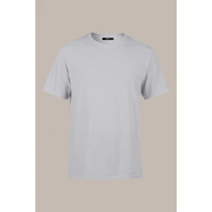 MmetalicErkek Gri T- Shirt Regular Fit Rahat Kesim Bisiklet Yaka Basic Tişört