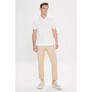 Altınyıldız Classics Erkek Ekru Comfort Fit Rahat Kesim Pamuklu Baklava Desenli Polo Yaka Tişört