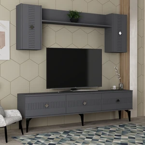 Cantek Dizayn Midas Tv Ünitesi Takımı Antrasit-Gümüş