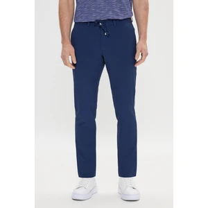 Altınyıldız Classics Erkek Lacivert Slim Fit Dar Kesim Beli Bağlamalı Yan Cep Gofre Desenli Pantolon