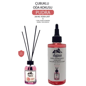 2'li Set Pudra Bambu Yedek Likit Yedek Şişe 200  ml + Powder Çubuklu Oda Kokusu  110  ml