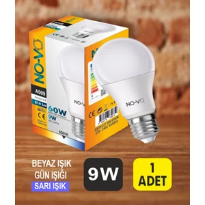 NoVo 9W LED Ampul E27 3000K Sarı Işık A009