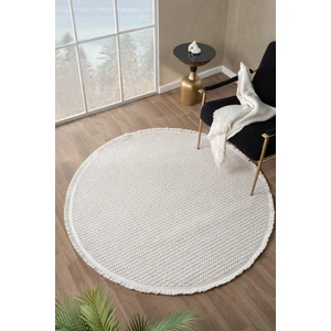 Eliz Home Beyaz Bej Yumuşak Dokulu Yuvarlak Halı Kilim Mutfak Koridor Yolluk Dokuma Makine Halısı 006 Daire