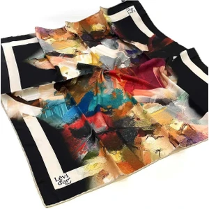 Trend Desenli Twill Eşarp LDT107-06