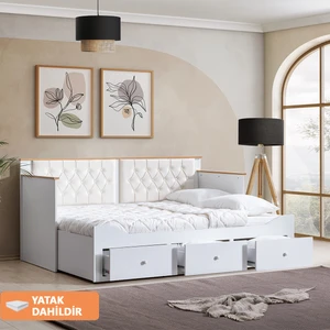 Alaçatı Divan Karyola Çekmeceli Açılır Çift Kişilik Karyola + Soft Yatak