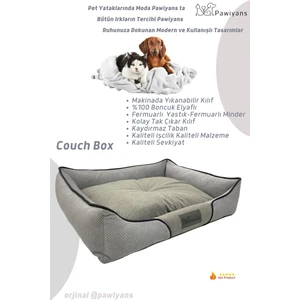 Couch Box Kedi Köpek Yatağı Üst Kalite Yıkanabilir Fermuarlı Kılıf. Astarlı Elyaf. Iç Minderli