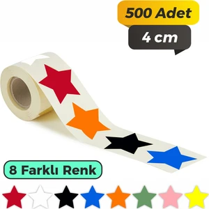 Sb Store Yıldız Kesimli Karışık Renkli Çok Amaçlı Etiket (4cm - 500 Adet)